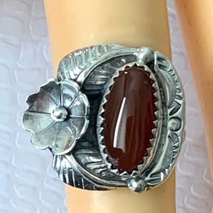Sterling Silver NAVAJO Ring With Red Garnelian - 6